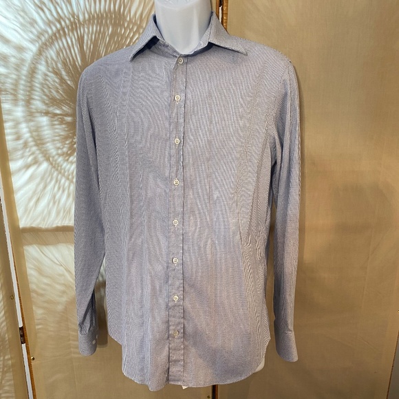 GIORGIO ARMANI Men’s Blue and White Button Down Shirt Sz 15 - Picture 3 of 6